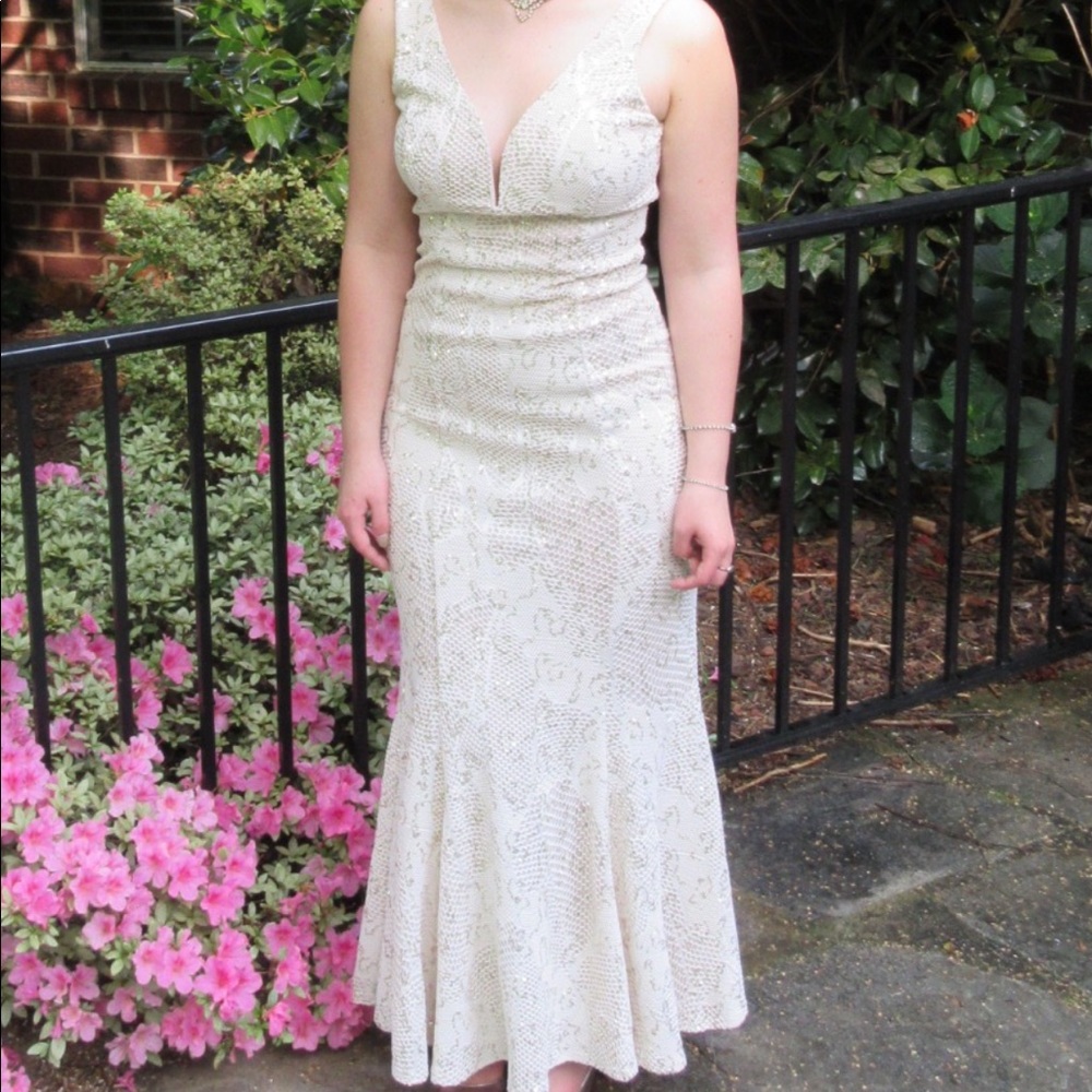 Champagne Sequin Prom Dress
